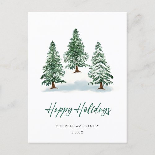 Elegant Pine Tree Christmas Greeting Holiday Postcard