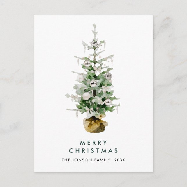 Elegant Pine Tree Christmas Holiday Greeting Postcard (Front)