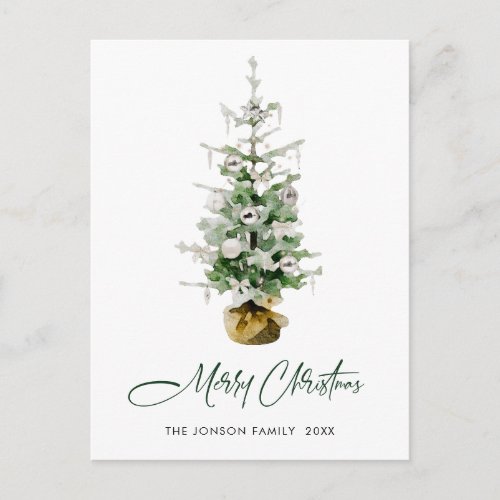 Elegant Pine Tree Christmas Holiday Greeting Postcard