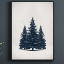 Elegant Pine Tree Holiday Family Name Custom