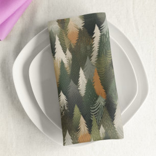 Elegant Pine Tree Pattern Rustic Forest Cloth Napkin