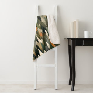 Elegant Pine Tree Pattern Rustic Forest Sherpa Blanket