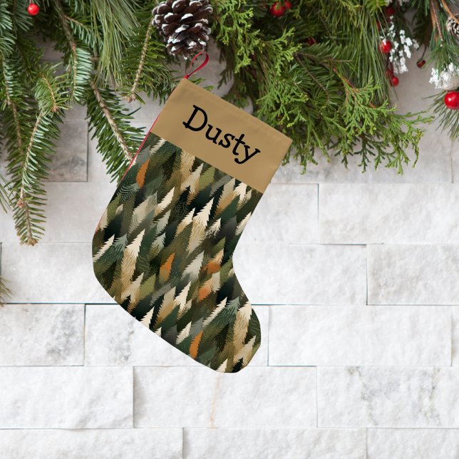 Elegant Pine Tree Pattern | Rustic Forest Small Christmas Stocking (Creator Uploaded)