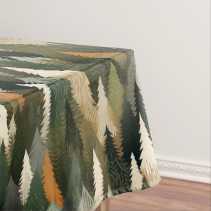 Elegant Pine Tree Pattern Rustic Forest Tablecloth