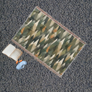 Elegant Pine Tree Pattern Rustic Forest Throw Blanket