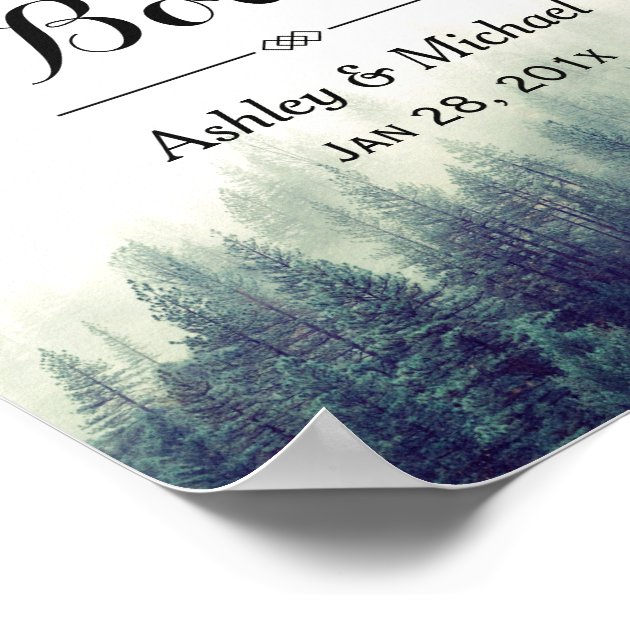 Elegant Pine Trees Forest Wedding Guestbook Sign Poster