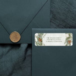 Elegant Pine Wreath and Greenery | Christmas Label<br><div class="desc">These stunning holiday return address labels feature a Christmas wreath border with elegant botanical greenery foliage,  and pine cones with festive white flowers. A subtle,  sage green watercolor splash decorates the center of the wreath.</div>