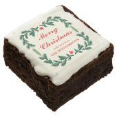 Elegant Pine Wreath Personalized Holiday Brownies (Angled)