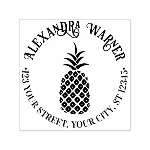 Elegant Pineapple 11 Name Return Address  Self_inking Stamp