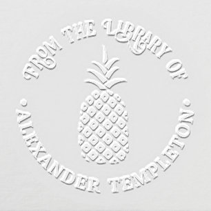 Elegant Pineapple #11B “From the library of” Name Embosser