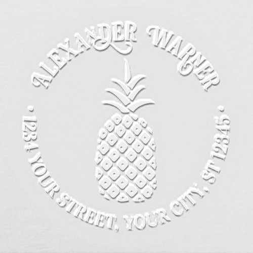 Elegant Pineapple 11B Name Return Address  Embosser