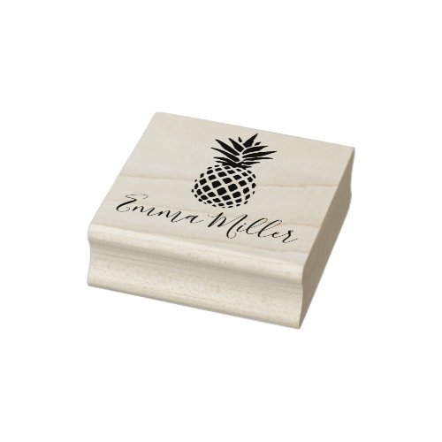 Elegant Pineapple Custom Name Signature Rubber Stamp