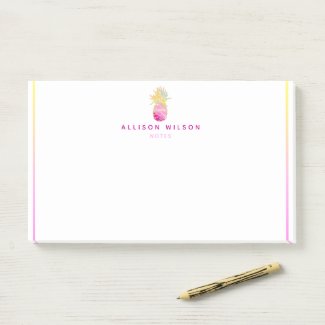 Elegant Pineapple in Pinks and Gold  Post-it Notes