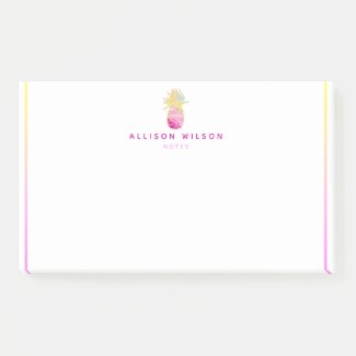 Elegant Pineapple in Pinks and Gold  Post-it Notes