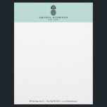 Elegant Pineapple Luxury Boutique Mint Letterhead<br><div class="desc">Coordinates with the Elegant Pineapple Luxury Boutique Mint Business Card Template by 1201AM. A timeless and elegant logo of a pineapple is styled with your name or business name on this classic letterhead template. The pineapple design is perfect for hospitality, real estate agents, interior designers, boutiques and more. This design...</div>