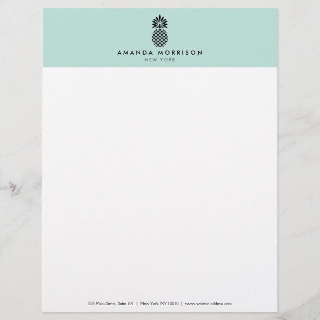 Elegant Pineapple Luxury Boutique Mint Letterhead (Front)