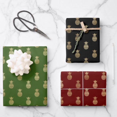 Elegant Pineapple Pattern Assortment Wrapping Paper Sheets