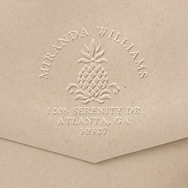 Elegant Pineapple with Name and Address Embosser (An elegant symbol of hospitality, this pineapple design makes your letters and invitations lovely.)