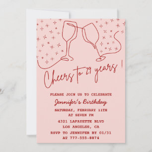 Elegant Pink 29th birthday invitations Cheers