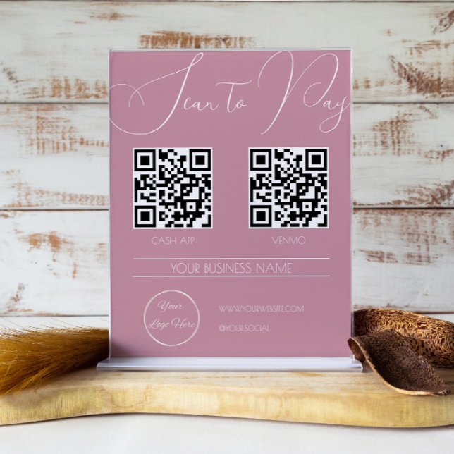 Elegant pink 2 QR code feminine scan to pay Poster (Creator Uploaded)
