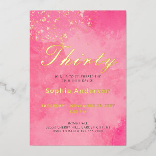 Elegant Pink 30th birthday Foil Invitation