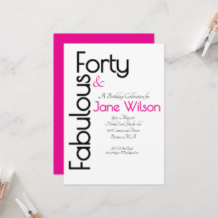 Elegant Pink 40 and Fabulous Birthday Party Invitation