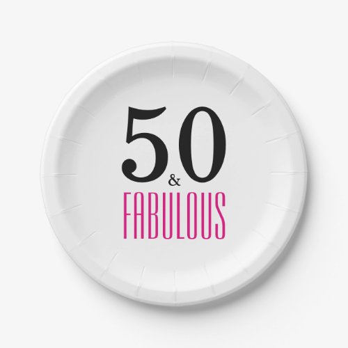 Elegant Pink 50th Birthday Party Paper Plate