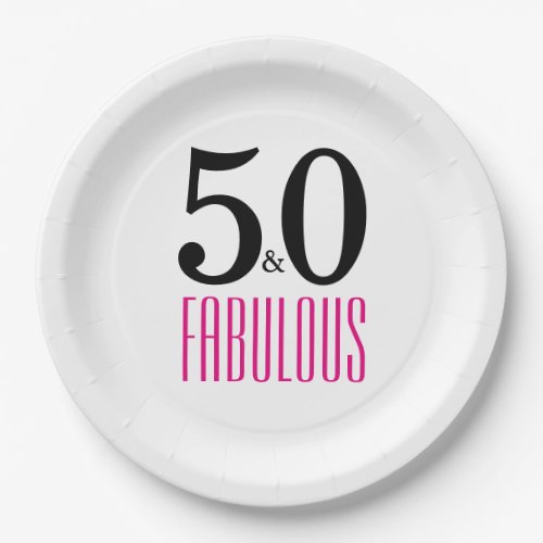 Elegant Pink 50th Birthday Party Paper Plates