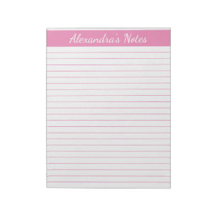 Elegant Pink 8.5x11 Letter Size Personalized Notepad