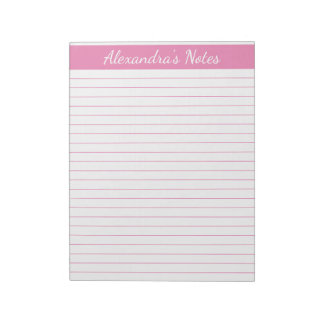 Elegant Pink 8.5x11 Letter Size Personalized Notepad