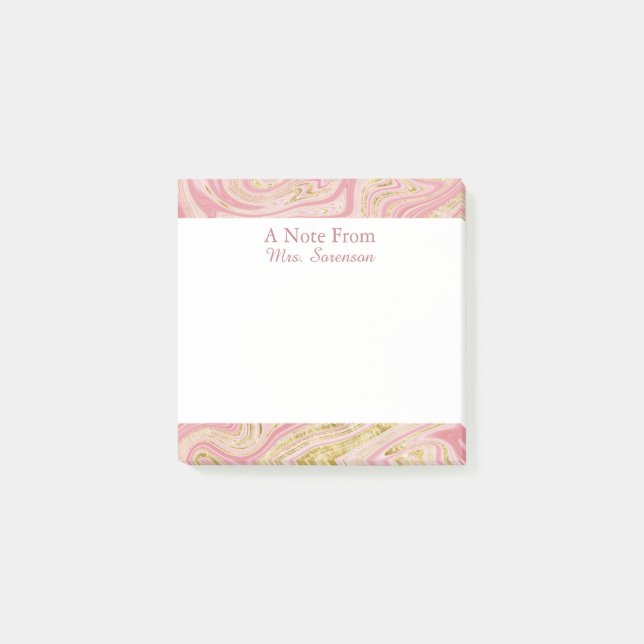 Elegant Pink A Note From Personalized Sticky Notes (Front)