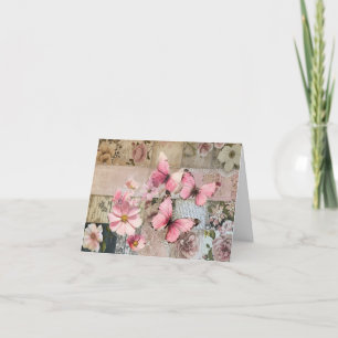 Elegant Pink Abstract Art Collage Blank Note Card