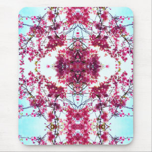 Elegant pink abstract boho floral mandala mouse pad