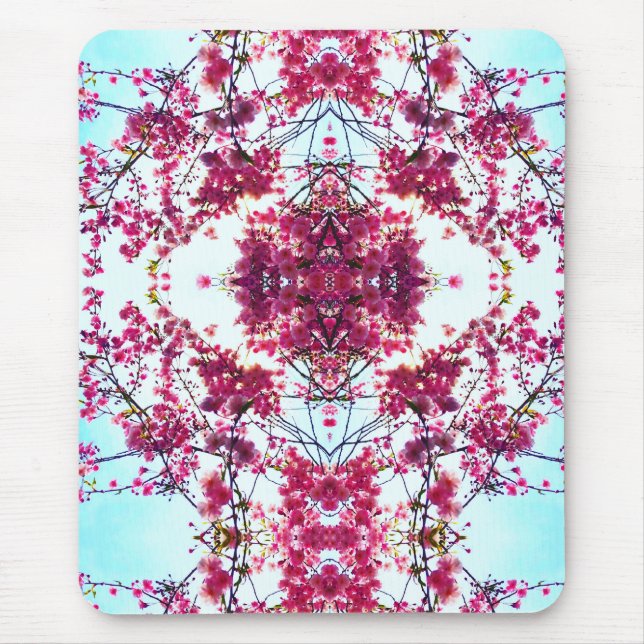 Elegant pink abstract boho floral mandala mouse pad (Front)