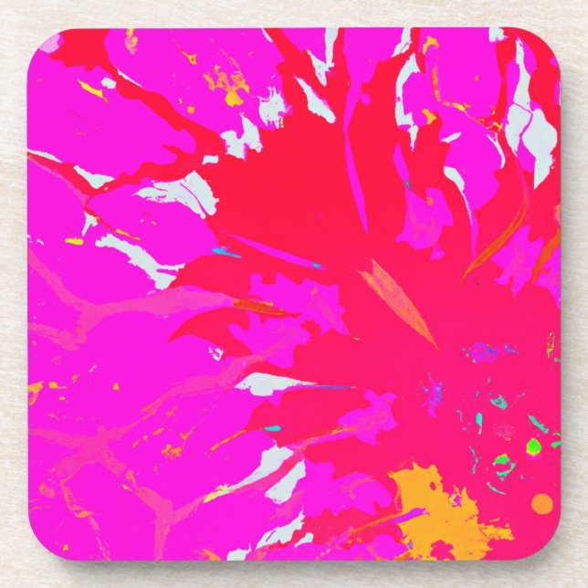 Elegant Pink Abstract Pattern Beverage Coaster (Front)