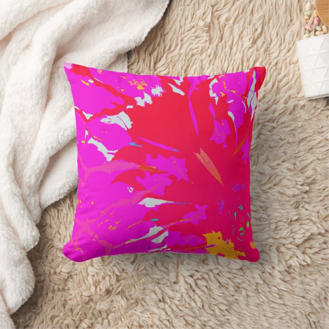 Elegant Pink Abstract Pattern Throw Pillow (Blanket)