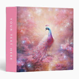 Elegant Pink Abstract Peacock 3 Ring Binder