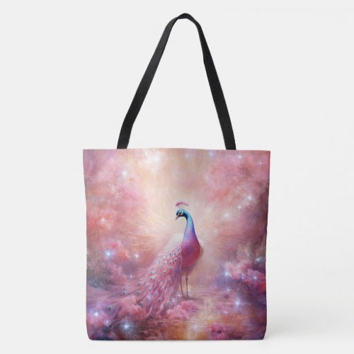 Elegant Pink Abstract Peacock Tote Bag