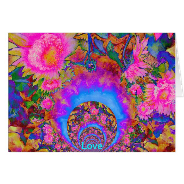 Elegant Pink abstract watercolor Sunflowers  (Front Horizontal)