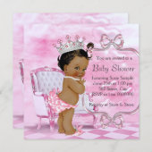 Elegant Pink African American Baby Shower Invitation (Front/Back)