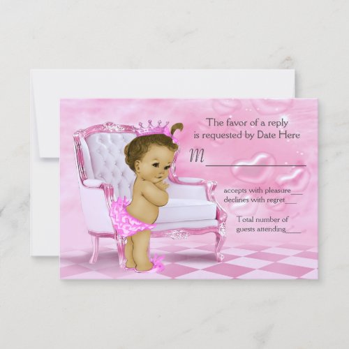 Elegant Pink African American Baby Shower RSVP