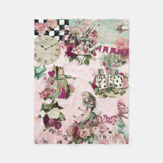 Elegant pink Alice in Wonderland Fleece Blanket