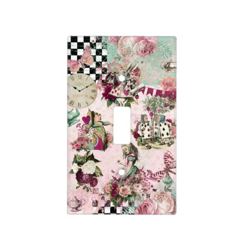 Elegant pink Alice in Wonderland Light Switch Cover