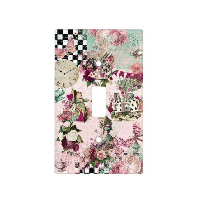 Elegant pink Alice in Wonderland Light Switch Cover (Front)