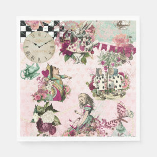 Elegant pink Alice in Wonderland Napkins
