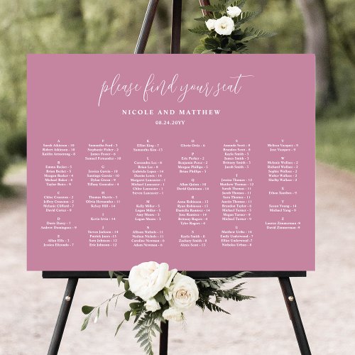 Elegant Pink Alphabetical Wedding Seating Chart