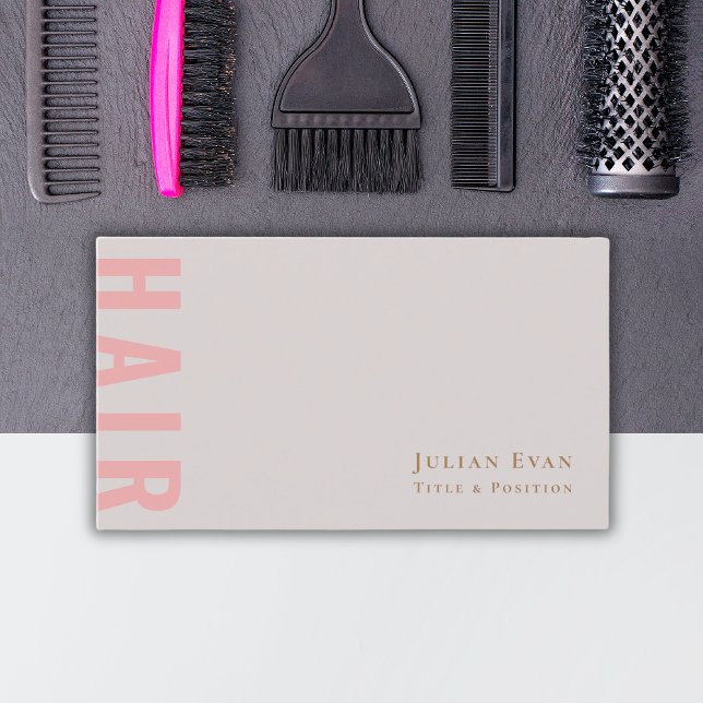 Elegant Pink and Beige Hair Stylist Business Card (Creator Uploaded)