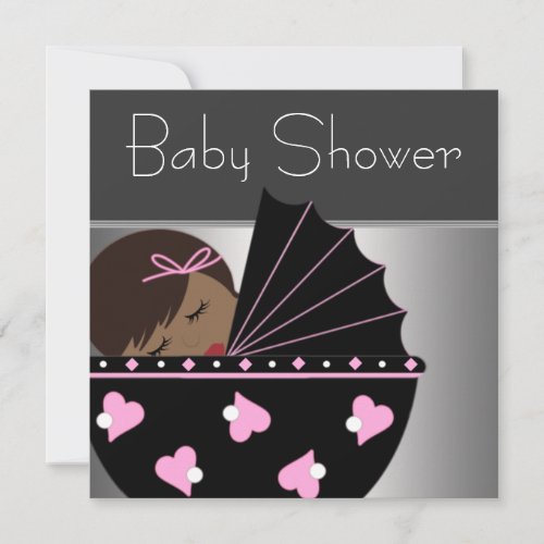 Elegant Pink and Black Baby Shower Invitations