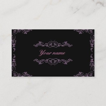 Elegant Pink And Black Business Card by Grafikcard at Zazzle