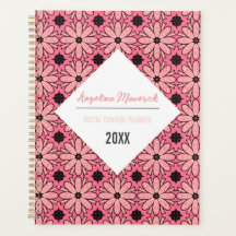 Elegant Pink and Black Flowers Pattern